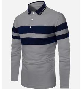 Polo en tricot rayé à manches longues pour homme, coupe décontractée, motif bleu marine, blanc et rouge, 2027 - Product Image 5