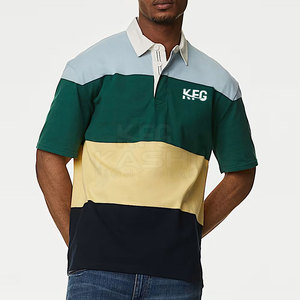 Camiseta de rugby para hombre, ligera, de bajo precio, al por mayor, con logotipo personalizado, tela de algodón, para pedidos al por mayor de equipos. - Product Image 3