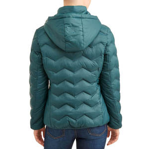 Chaqueta Acolchada Ligera con Capucha para Mujer, Abrigo de Invierno Cálido, Cortavientos, con Diseño Chevron, Ajuste Delgado, Tipo Parka - Product Image 3