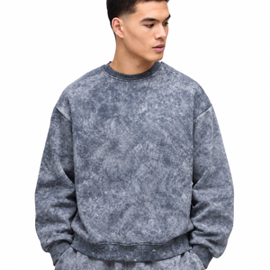 Men's Oversized <b>Tie</b>-<b>Dye</b> Crewneck <b>Sweatshirt</b> Regular Fit Casual Knitted Cotton French Terry Autumn Wear - Product Image 1