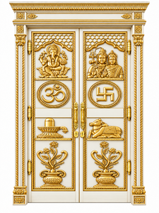 Shiv Shakti Solid Teak Wood Divine <b>Mandir</b> Door Divine Shiva Hand-Carved Teak Wood <b>Mandir</b> Door <b>Pooja</b> Room Door with Shiv Parivar - Product Image 5