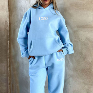 Conjunto de Sudadera con Capucha de Forro Polar Casual y Pantalones Acampanados para Mujer con Logotipo Personalizado 2026, Parche Bordado Desgastado, Chándal de Jogging - Product Image 2