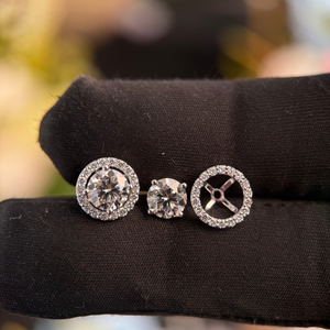 Round Cut <b>Diamond</b> Stud Earrings 1.50ct Each 2pcs D VS1 IGI Certified 14K White Gold Fine Jewelry - Product Image 4