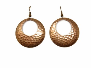 Pendientes de Aro de Cobre Hechos a Mano de Primera Calidad Orion Handicraft, Diseño Martillado Único, Estilo Antiguo, Joyería para Mujer, para Fiestas - Product Image 5