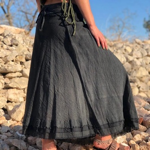 Falda Maxi Boho de Algodón con Diseño Asimétrico y Volantes, Suave y Transpirable, Falda Larga de Verano para la Playa - Product Image 3