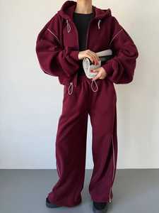 Ensemble de survêtement en polaire pour tous les jours, chaud et confortable, composé d'un haut et d'un pantalon assortis, idéal pour l'exercice et les tenues décontractées - Product Image 3