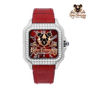Reloj de pulsera para hombre con correa de caucho, bisel con piedras en relieve, laterales de caja esculpidos y diseño de esfera multinivel - Product Image 1