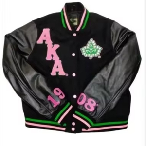 Chaqueta Varsity Personalizada para Mujer, Sudadera con Mangas de Lana, Logotipo Bordado, Chenilla Verde, Impermeable, Transpirable, para Invierno y Primavera - Product Image 3