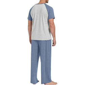 2 Piece <b>Men</b> Night Suit Short Sleeve Crew Neck Shorts <b>Set</b> Elastic Waist Soft Breathable Lightweight Summer <b>Pajamas</b> - Product Image 4