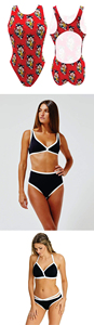 Maillot de bain une pièce pour femme, col carré, imprimé numérique, en spandex et polyester, avec bordure contrastante, extensible - Product Image 4