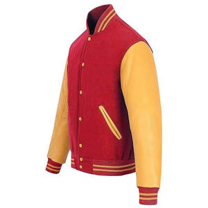 Veste de baseball en tissu de laine de haute qualité pour homme, nouveau design, coupe ajustée, veste de collège, broderie, cuir véritable - Product Image 2