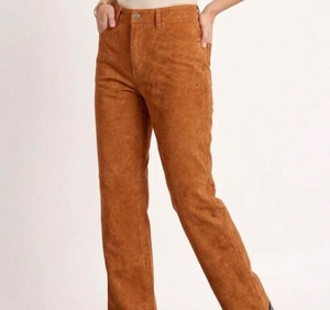 Pantalon en daim pour femme, cuir souple de luxe, coupe droite, taille haute, élégant, décontracté, mode, fournisseur en gros, usine OEM, en vrac - Product Image 3