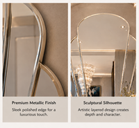 Miroir mural en argent, design galet, miroir décoratif, salle de bain, chambre à coucher, salon, moderne, élégant, mural, 24*26 pouces
