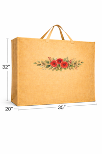 <b>Extra</b> <b>Large</b> Natural Jute Tote Bag with Floral Red <b>Print</b> Eco Friendly Reusable Shopping Grocery Bag Heavy Duty Jumbo Burlap Tote - Product Image 4