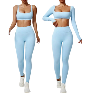 Vêtements de sport en promotion, vêtements de gym, vêtements de yoga, ensemble de soutien-gorge de sport et pantalon long, vêtements de yoga fitness pour femmes - Product Image 1