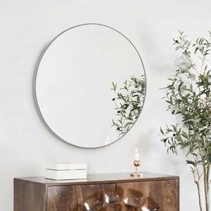 24-Inch <b>Silver</b> Circle Wall <b>Mirror</b> with Metal <b>Frame</b> Round Bathroom <b>Mirror</b> Circular <b>Mirrors</b> 24-Inch <b>Silver</b> <b>Mirror</b> - Product Image 4