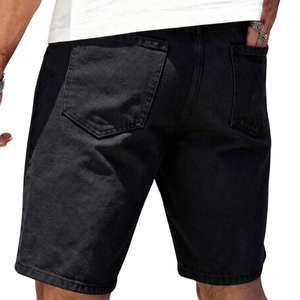 Pantalones Cortos de Mezclilla Rectos para Hombre, Negros, Desgastados, 100% Algodón, Casuales, Transpirables, de Secado Rápido, Estilo Veraniego, Largura hasta la Rodilla, para Uso Diario - Product Image 2