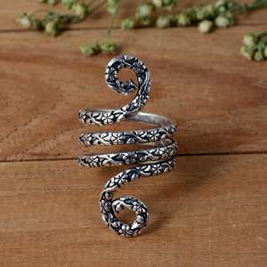 handmade Arthritis <b>Silver</b> Open Band <b>Ring</b> with Celestial Star Design Handmade Tribal <b>Statement</b> Jewelry - Product Image 1