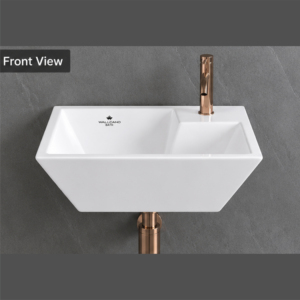 Lavabo mural en céramique moderne pour salle de bain, idéal pour hôtel, maison, appartement - Product Image 5