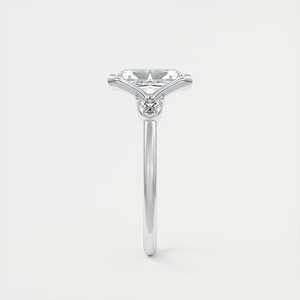 Bague de fiançailles à trois pierres en diamant de laboratoire taille radiant de 2,50 carats avec pierres latérales en forme de poire en or blanc 14 carats - Product Image 4