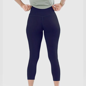 Leggings de sport pour femme, côtelés, à taille élastique, longueur courte, couleur unie, compressifs, respirants, moulants, sans couture, unis - Product Image 6