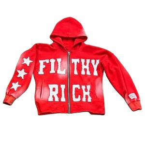 Sweat à capuche zippé personnalisable pour hommes, dernier design avec broderie en détresse et décoloration au soleil, fabriqué au Pakistan, matériau 100% coton - Product Image 2
