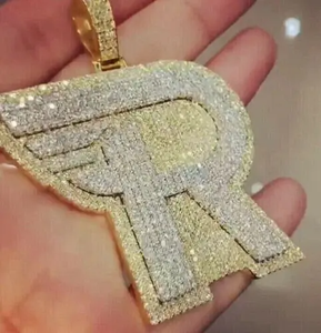 Colgante de Diamantes Personalizado Hecho a Mano, Colgante de Moissanita VVS para Rapper, Colgante de Plata 925, Joyería Fina Hip Hop, Colgante con Inicial/Letra - Product Image 2