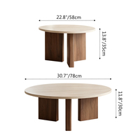 Ensemble de table basse ronde moderne avec base en bois massif et design de rangement, marque Deluxstar, garantie de 3 ans pour le salon, l'angle canapé