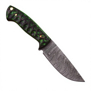 Couteau de chasse artisanal en acier Damas, manche en Micarta, design personnalisé, étui en cuir inclus. - Product Image 1