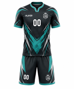 Custom Unisex Soccer Jersey Shorts Set Sublimated V-Neck Breathable Quick Dry 100% Polyester <b>Athletic</b> Fit Short Sleeve Summer - Product Image 1