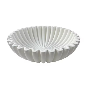 Élégante corbeille à fruits en résine, plateau ondulé cannelé noir et blanc pour la maison et le bureau, idéal pour le café - Product Image 1