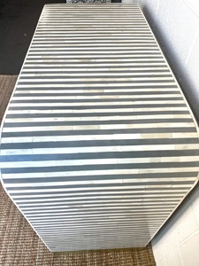 Contemporary Striped Marble <b>Chest</b> of Drawers with Brass Feet 3-Drawer <b>Storage</b> Cabinet Modern Living Room Furniture - Product Image 4
