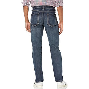 Jeans en denim pour hommes, coupe droite classique, taille mi-haute, délavé, décontracté, confortable pour le quotidien, pantalon en denim personnalisé, OEM ODM - Product Image 5