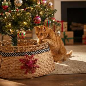 En gros, Jupe de sapin de Noël artisanale en jacinthe d'eau, style rustique, grande taille, pour base de sapin artificiel - Product Image 4