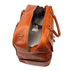 Genuine <b>Leather</b> Travel Duffle <b>Bag</b> Zipper Closure Unisex Weekender Carry <b>Bag</b> with Shoulder Strap - Product Image 3
