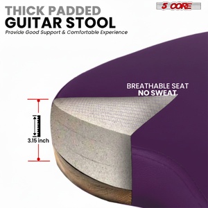 Taburete para Guitarra 5Core, Silla Acolchada de 3.15 Pulgadas con Respaldo, Asiento Musical Plegable con Reposapiés Integrado, Soporte para Guitarra - Product Image 3