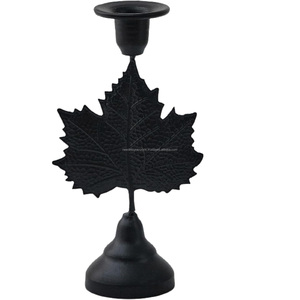 Premium Gold Maple Leaf <b>Candlestick</b> • Luxury Autumn Harvest Taper Holder - Product Image 1
