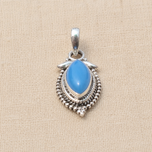 Collier pendentif Radhey Krishna Jewellers RKJ-1586 en argent sterling 925 pur avec pierre précieuse naturelle de calcédoine bleue marquise jaune - Product Image 6