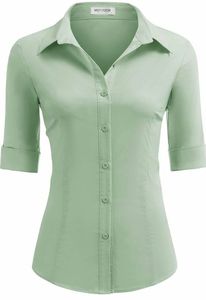 Camisas Aqua Transpirables de Manga Corta con Cuello Mao y Botones, Estampado Digital Personalizado para Primavera: Refrescantes y Definición Casual - Product Image 2