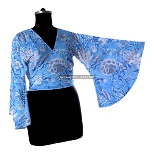 Tops en coton 100% doux, faits à la main, imprimés au bloc indien, meilleur prix pour les femmes, tops à nouer pour la plage - Product Image 5