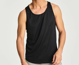 Men's <b>Black</b> Sleeveless O-Neck Knitted <b>Tank</b> <b>Top</b> Casual Style Breathable Solid Color - Product Image 6