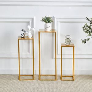 Gold Plated Metal Flower <b>Stands</b> Set Eco-Friendly Durable Minimalist Design Indoor <b>Plant</b> Display <b>Stand</b> Geometric Square Shape - Product Image 1