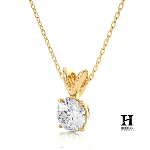 Collar con Colgante de Diamante Solitario de Corte Brillante Redondo en Oro Amarillo de 18K, Joyería Fina - Product Image 4