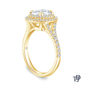 Bague de fiançailles en or 10K à double halo avec diamant central cultivé en laboratoire, fabrication OEM, vente en gros et au détail - Product Image 5