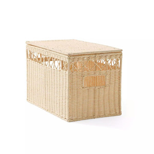 Handcrafted Rattan <b>Laundry</b> Basket With Lid Woven Hamper Basket Decorative <b>Storage</b> Bin Perfect For Bedroom <b>Organization</b> - Product Image 2