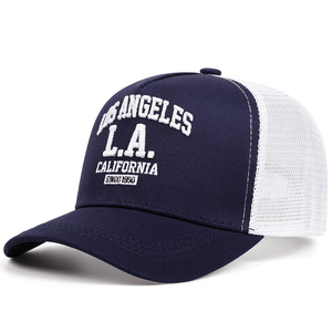 Black 6-Panel Trucker Cap Mesh Fabric Adjustable Unisex Casual Spring Summer <b>Hat</b> - Product Image 3