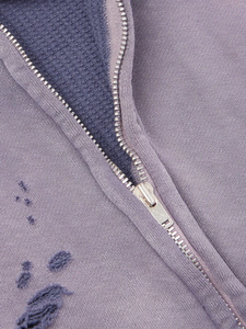 Sweat à capuche zippé surdimensionné vintage en molleton bouclette 400 g/m² de qualité supérieure, délavé et vieilli, avec logo personnalisé - Product Image 6
