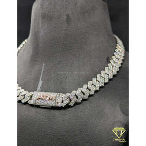 Chaîne cubaine haut de gamme entièrement sertie de diamants de laboratoire VVS en argent sterling 925, bijoux hip-hop par Trisha Jewels - Product Image 3