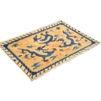 Tapis d'appoint oriental en laine fait main 9x12, motif animalier, à poils ras, noué à la main, vintage, pour salon