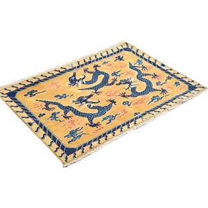 Tapis d'appoint oriental en laine fait main 9x12 - Motif vase chinois traditionnel, tapis vintage noué à la main pour salon - Product Image 2